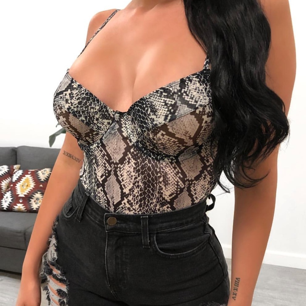 Windsor balconette snakeskin bodysuit
